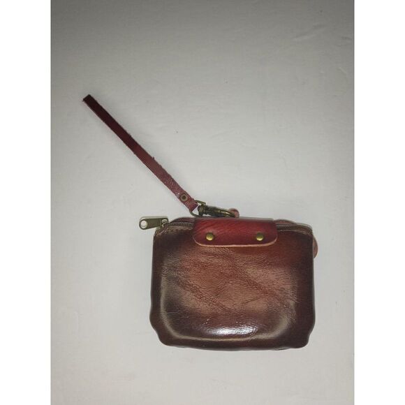 Red Pig Wristlet Leather Small Full Zip Clasp Vintage Boho - Picture 2 of 4